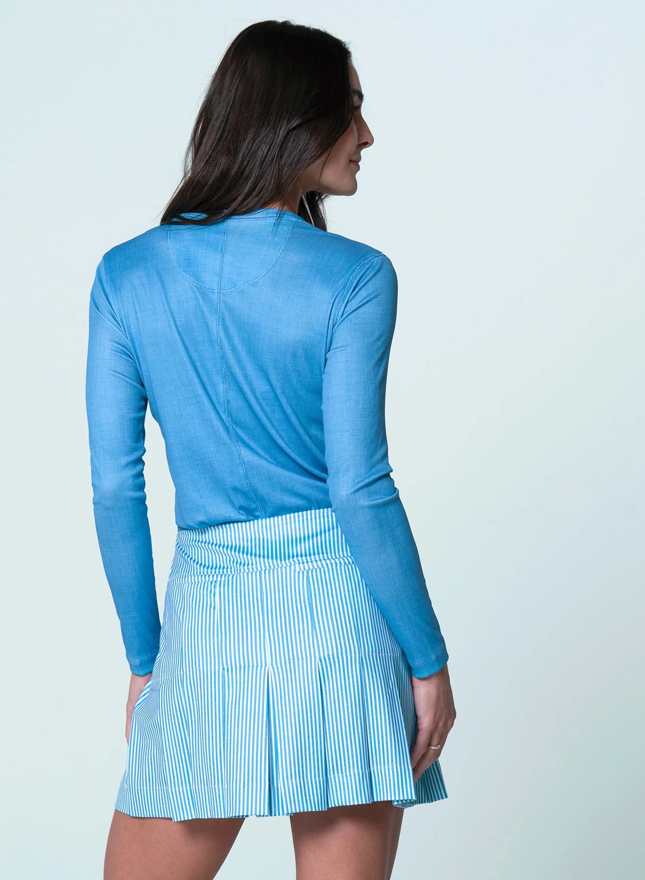 Lucky in Love Linen Play Ribbed Henley Long Sleeve Top
