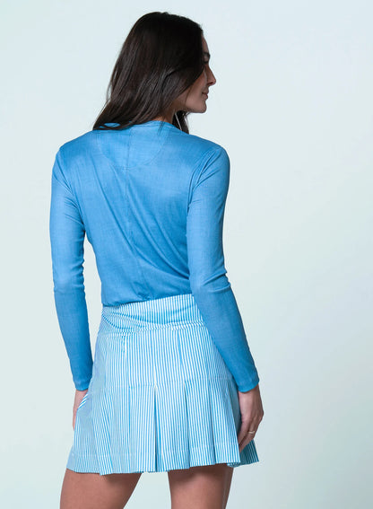 Lucky in Love Linen Play Ribbed Henley Long Sleeve Top