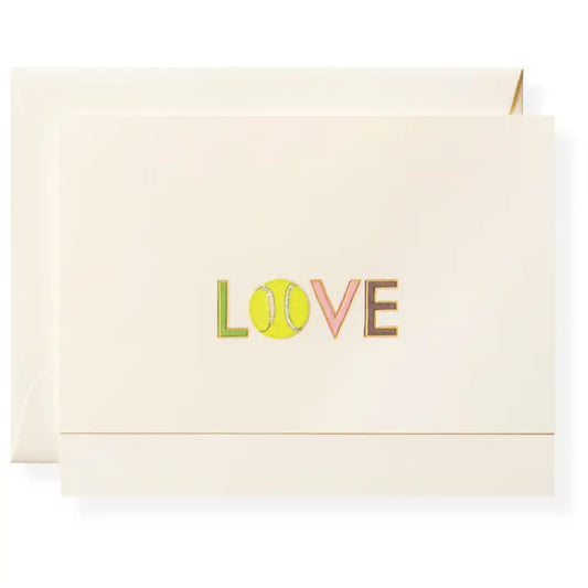 Karen Adams Tennis Love Note Card – Luxe Letterpress Greeting Card with Hand Glitter